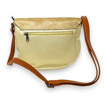 Sac bandoulière bi matière doré