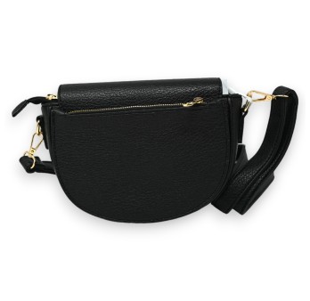 Sac bandoulière noir fermoir doré chic