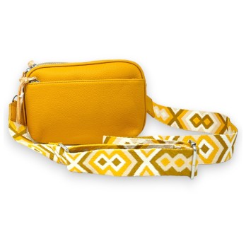 Sac bandoulière carré multi poches moutarde