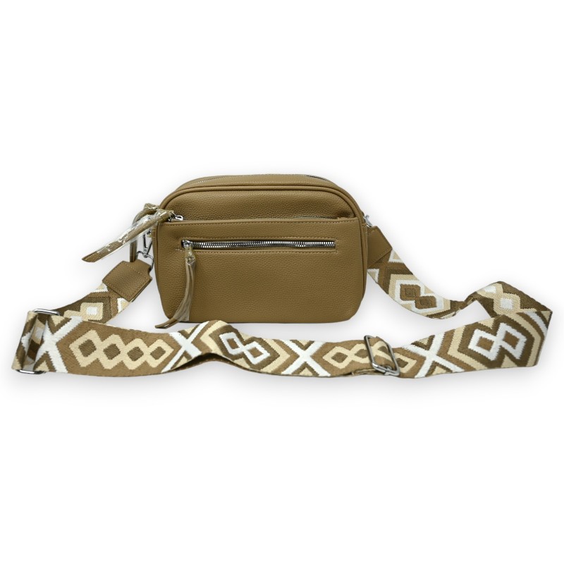 Sac bandoulière multi poches taupe