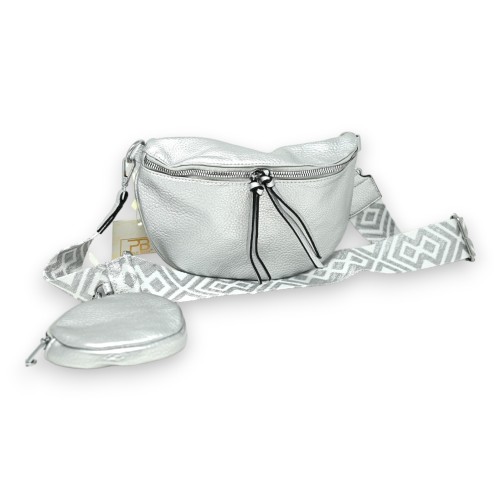 Sac banane bandoulière argenté