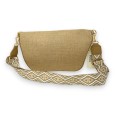 Sac banane bandoulière en lin beige et taupe