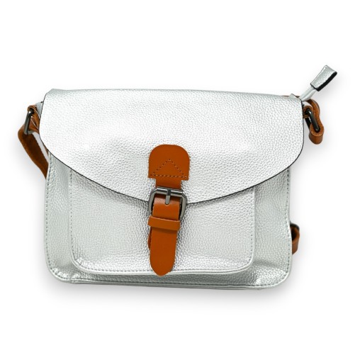 Sac cartable bandoulière argenté