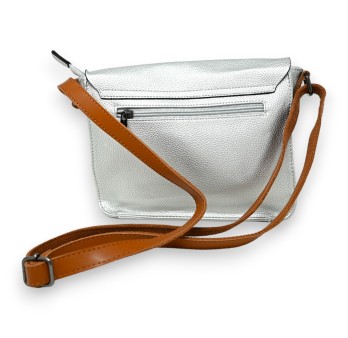 Sac cartable bandoulière argenté