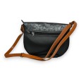 Sac cartable bandoulière bi matière arrondi noir