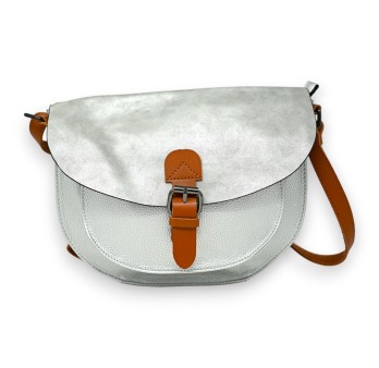 Sac cartable bandoulière arrondi argenté