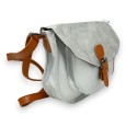Sac cartable bandoulière arrondi argenté