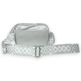 Sac bandoulière carré multi poches argenté