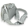 Sac bandoulière carré multi poches argenté