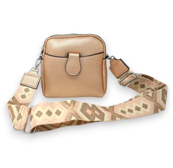 Sac bandoulière compact rose métallisé