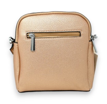 Sac bandoulière compact rose métallisé