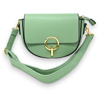 Sac bandoulière vert d'eau fermoir doré chic