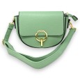 Sac bandoulière vert d'eau fermoir doré chic