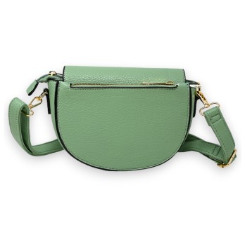 Sac bandoulière vert d'eau fermoir doré chic