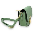 Sac bandoulière vert d'eau fermoir doré chic