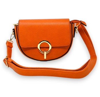 Sac bandoulière orange fermoir doré chic