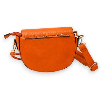Sac bandoulière orange fermoir doré chic
