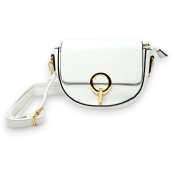 Sac bandoulière blanc fermoir doré chic