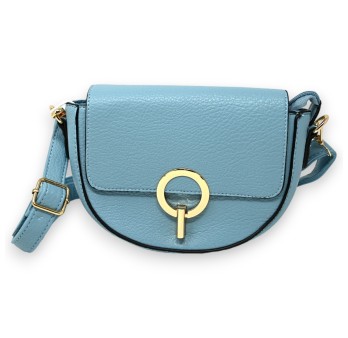 Sac bandoulière bleu jeans fermoir doré chic