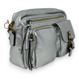 Sac bandoulière argenté rectangle multi poches