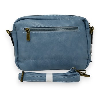 Sac bandoulière rectangle bleu jeans multi poches