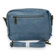 Sac bandoulière rectangle bleu jeans multi poches