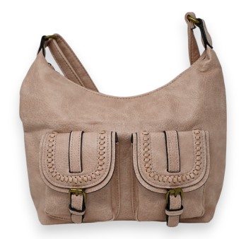 Sac bandoulière double poches rose