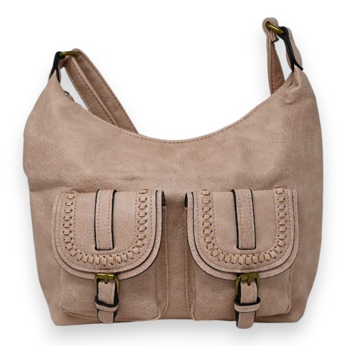Sac bandoulière double poches rose