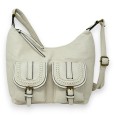Sac bandoulière double poches beige