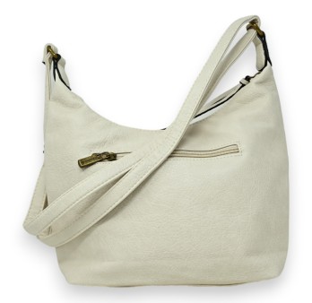 Sac bandoulière double poches beige