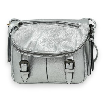 Sac cartable bandoulière argenté