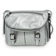 Sac cartable bandoulière argenté