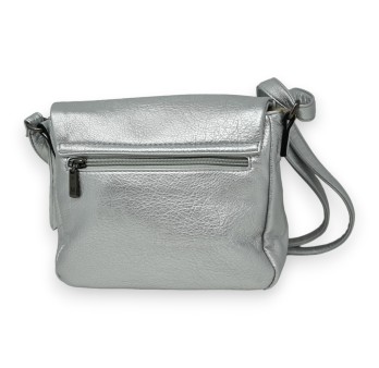 Sac cartable bandoulière argenté