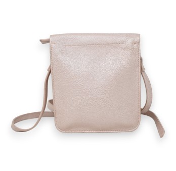 Pochette forme cartable rose métallisé