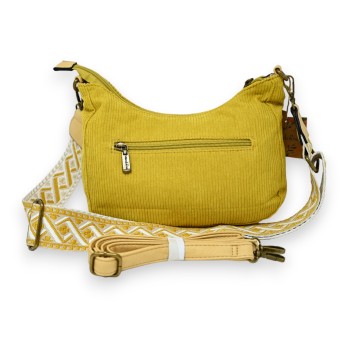 Sac bandoulière velours moutarde