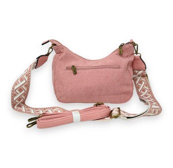Sac bandoulière velours rose