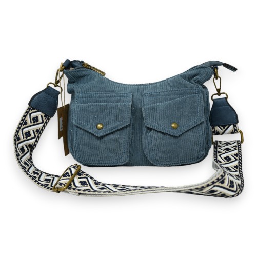 Sac bandoulière velours bleu jeans