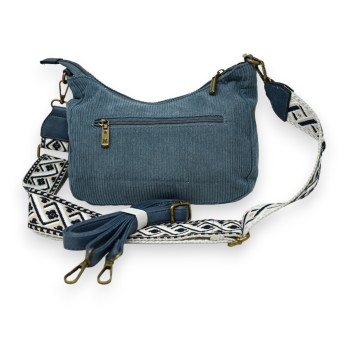 Sac bandoulière velours bleu jeans