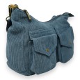 Sac bandoulière velours bleu jeans