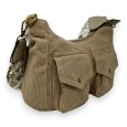 Sac bandoulière velours taupe
