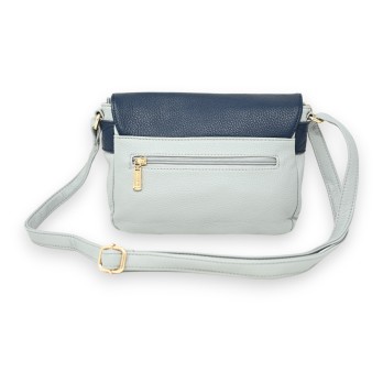 Sac cartable bandoulière bi colore bleu jeans et bleu marine