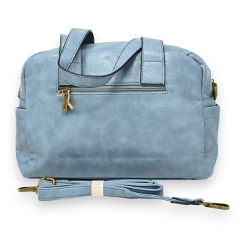 Sac à main synthétique arrondi bleu jeans