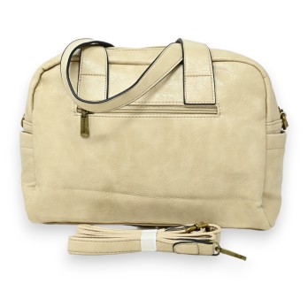 Sac à main synthétique arrondi beige