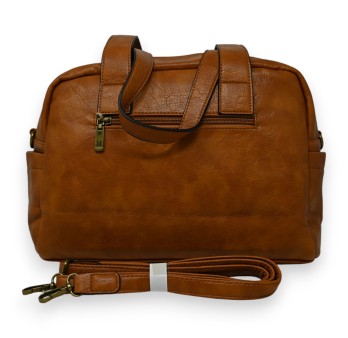 Sac à main synthétique arrondi camel