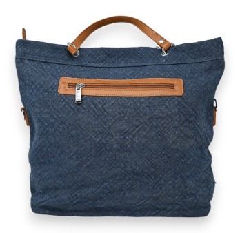 Sac à main tissu jeans bleu brut bande de pierre brillante