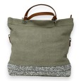 Sac à main tissu beige bande de pierre blanches scintillantes