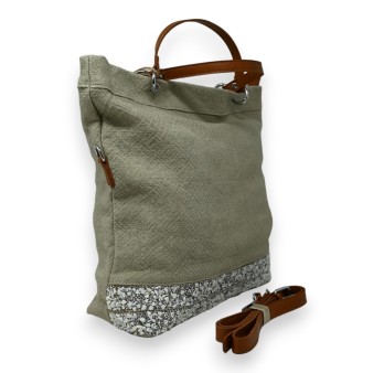 Sac à main tissu beige bande de pierre blanches scintillantes