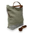 Sac à main tissu beige bande de pierre blanches scintillantes