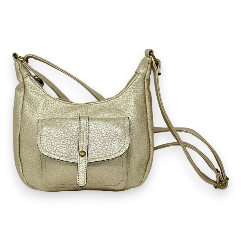 Sac bandoulière forme banane doré