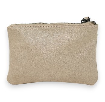 Porte monnaie tissu doux brillant beige étoile